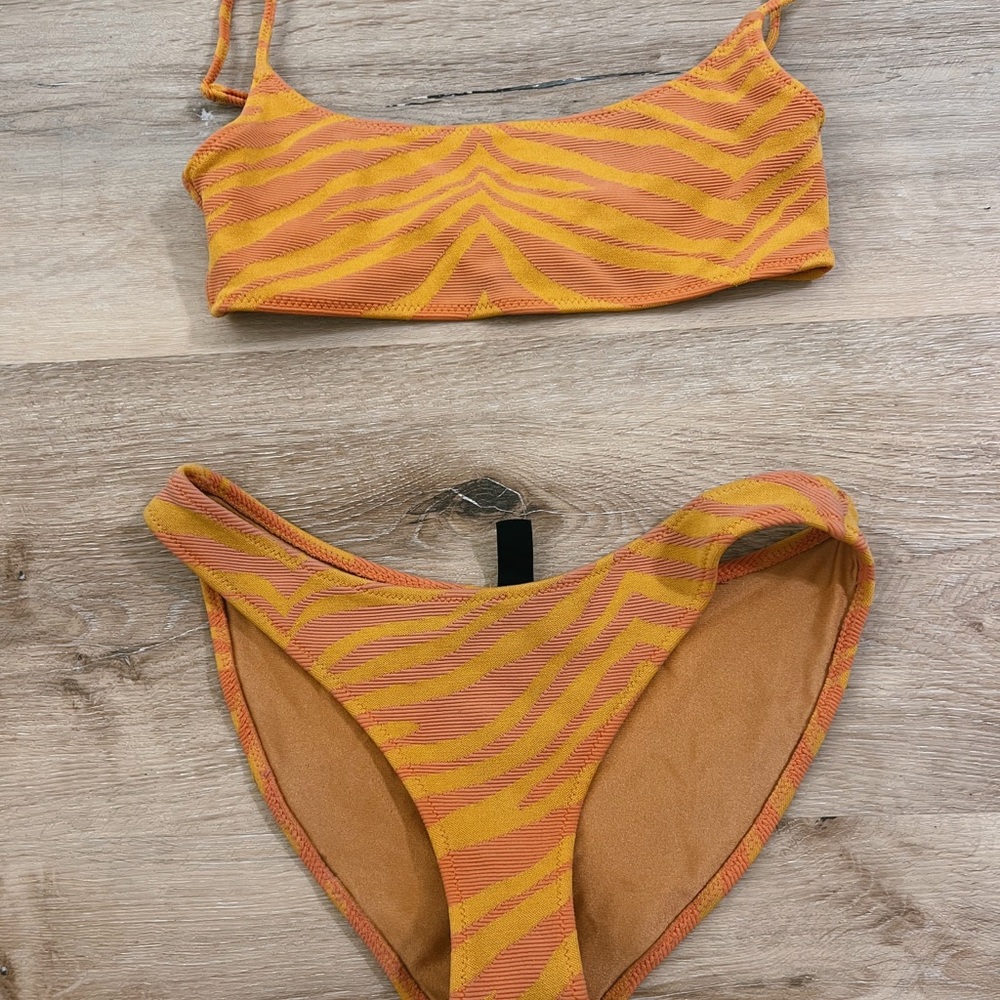 triangle swim suit orange zebra